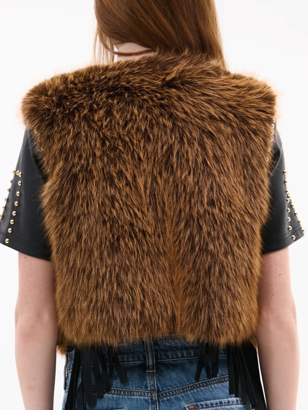Women's Brown Faux Fur Vest - Luxe Layering - Picture 3 of 3